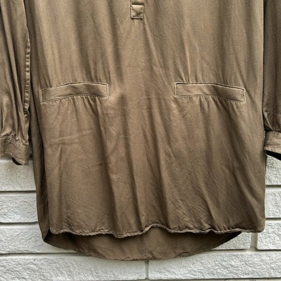 Lacoste Earth Tone Button Down Tunic Top Size 36 - Picture 3 of 10